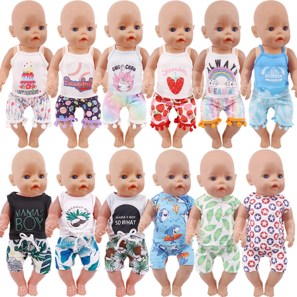 Barbie Doll Clothes Doll Clothes Accessories Doll Clothes Doll Accessories Handmade Summer Suit Panty For 18 Inch American Doll Accessory Boy Toy 43 cm Baby Born Clothes