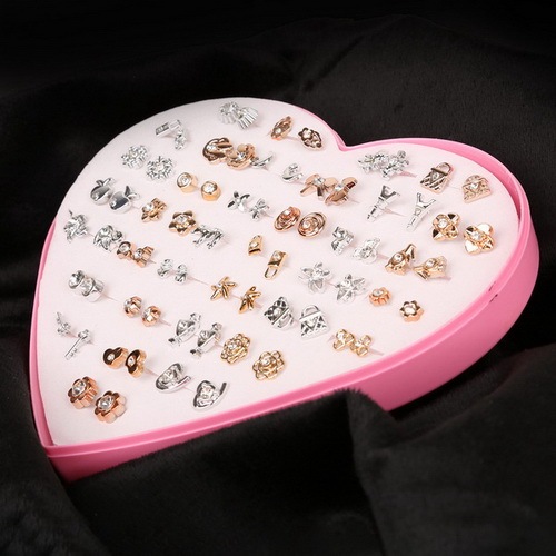 Multi-style Colorful Animal Heart Star Moon Geometric Crystal plastic Stud Earring Set For Women Girls Jewelry Gifts