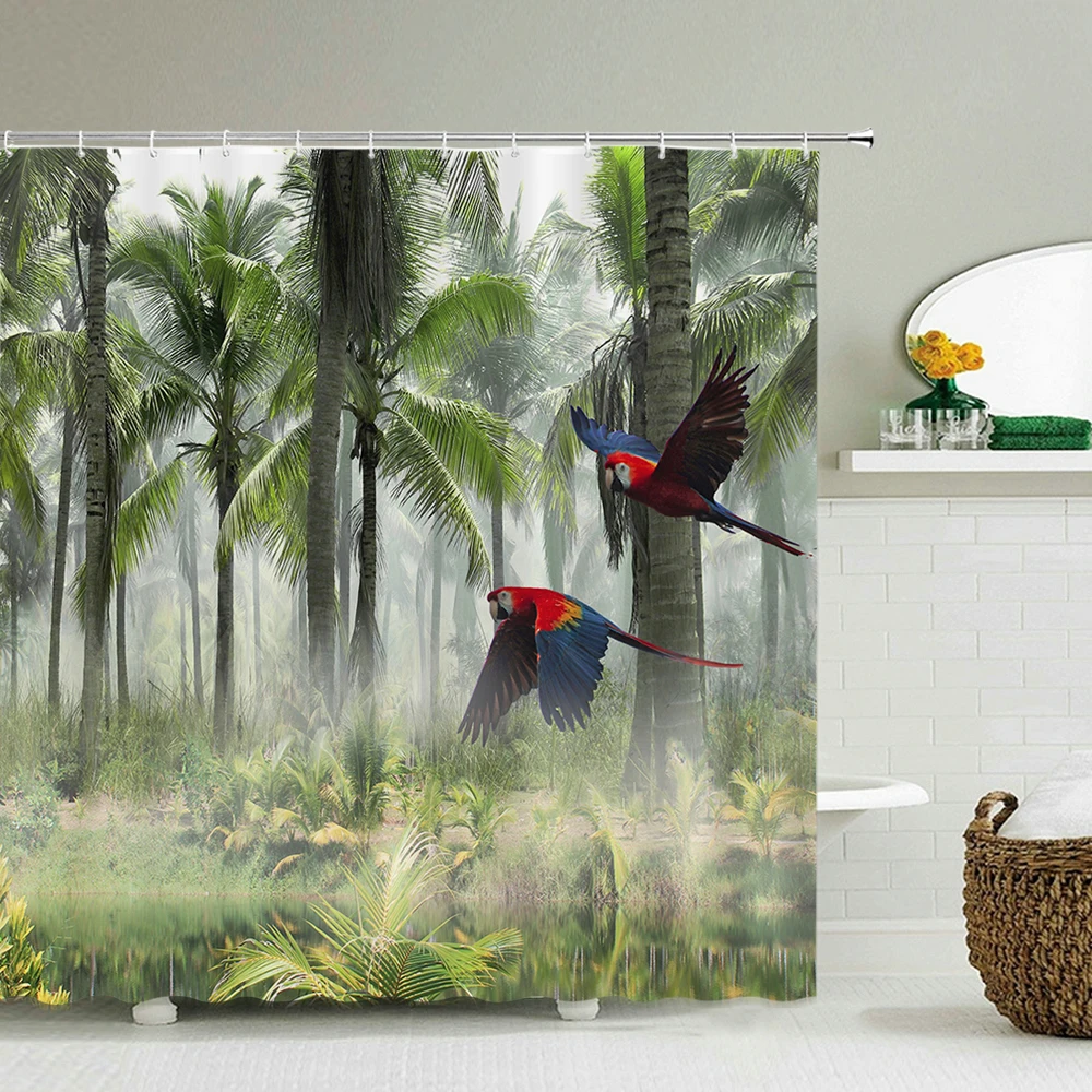 

landscape Shower Curtains 3D Printed Tropical Plants Bathroom Waterproof Bath Curtain With Hook for Home Decor Shower Curtain