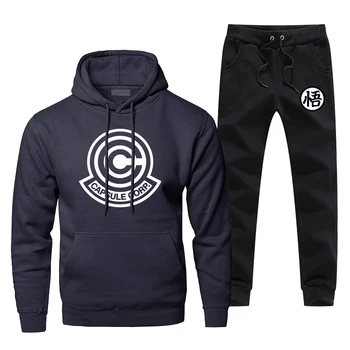

Japanese Anime Dragon Ball Z Capsule Corp Hoodies Pants Sets Men Fashion Fleece Sweatshirt Hip Hop Streetwear Casual Sportswear