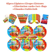 

Disney Lightning Mcqueen Cars Party Supplies Disposable tableware Set Paper Plates Cups Birthday party Decor Kids Gifts Toys