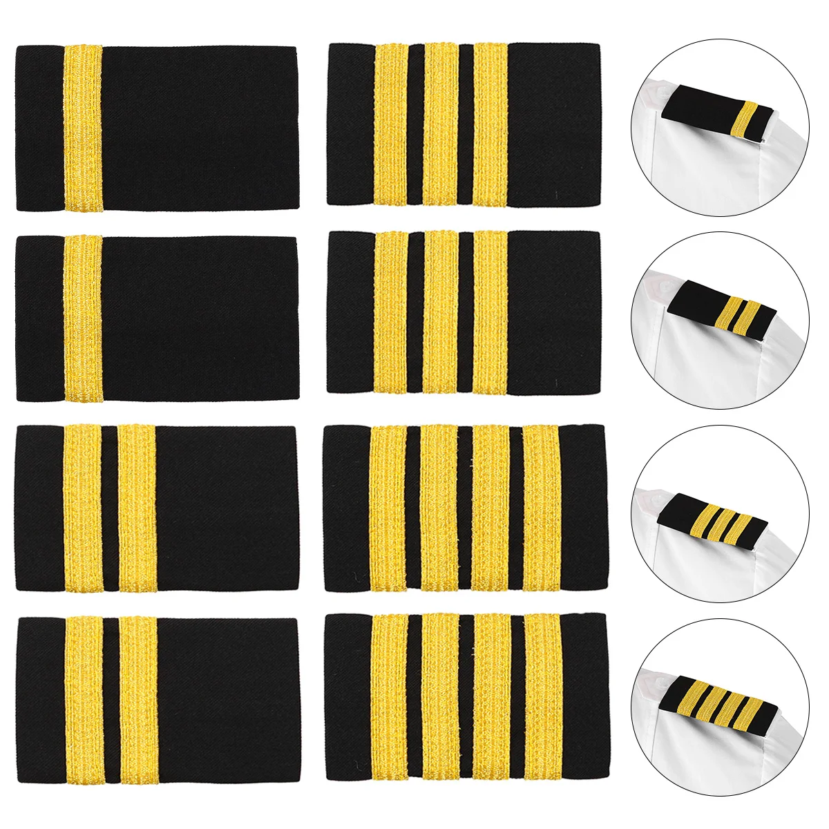 1 Pair Epaulettes Traditional Professional Pilot Shirt Uniform Epaulets with Gold Stripe