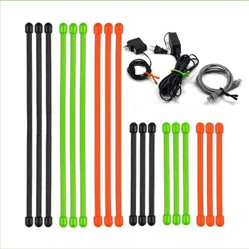 

6 PCS Silicone Binding Rope Wrap Data Wire Cable Management Winder Hook and Loop Wrap Ties Cinch Straps Organizer Tape N