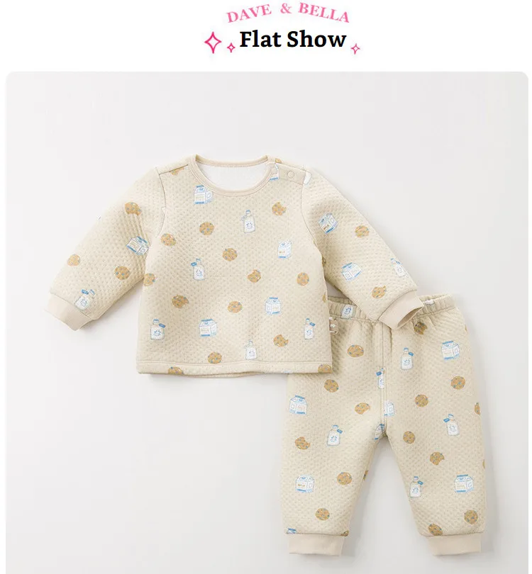 DBH11920 dave bella/пижамный комплект для детей; зимняя Домашняя одежда унисекс для малышей; комплект одежды для сна с длинными рукавами и принтом для малышей