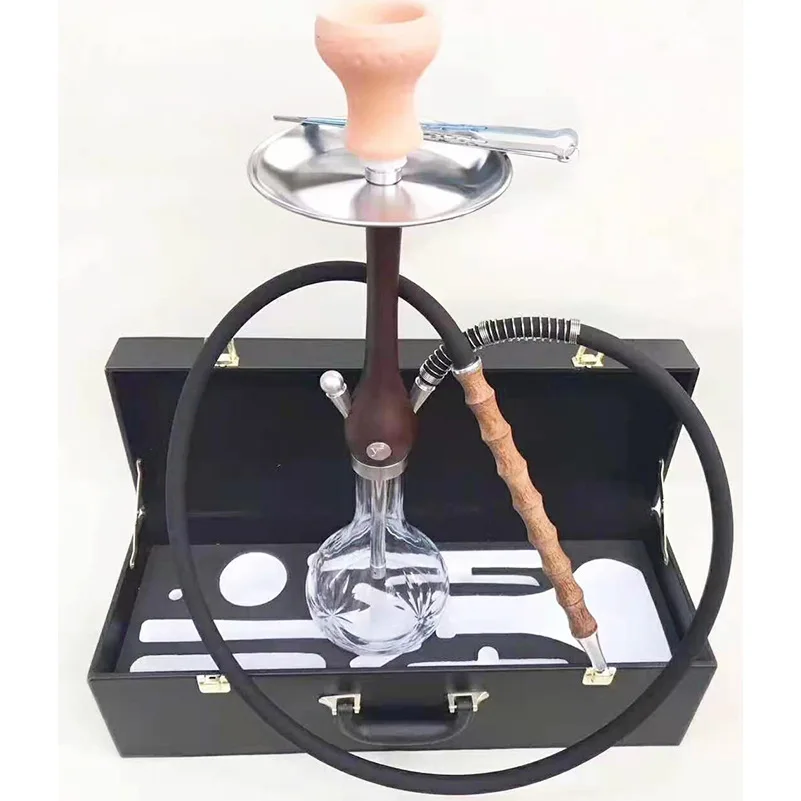 Arabic Wood Hookah Set With Leather Case Hookahs Accessories Solid