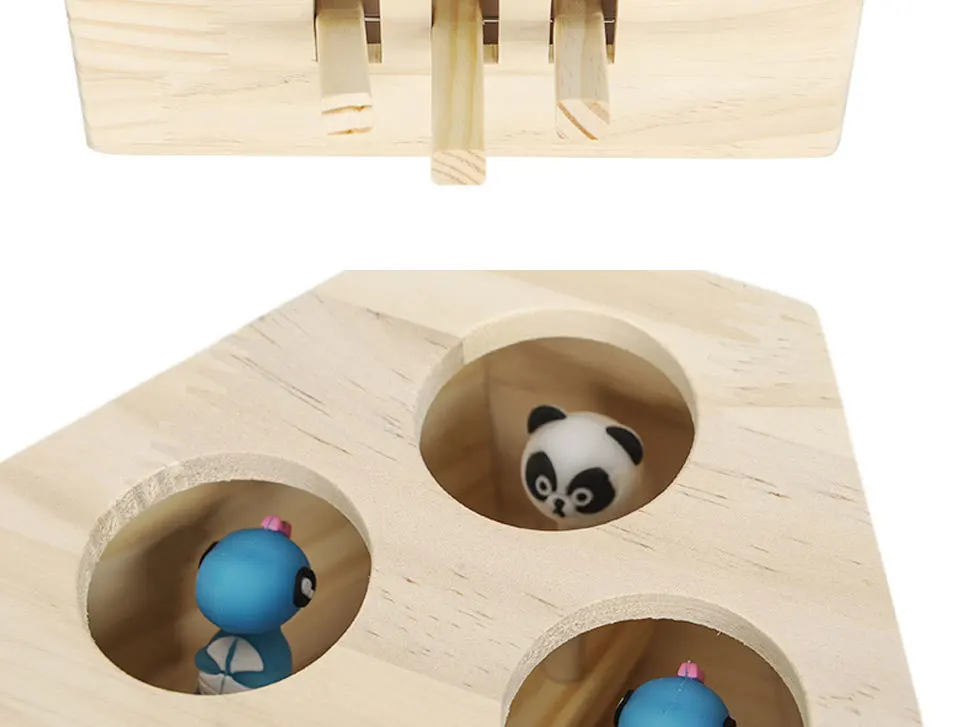 Cat Hunt Toy Chase Mouse Solid Wooden Interactive Maze Pet Hit Hamster With 3/5-holed Mouse Hole Catch Bite Catnip Funny Toy