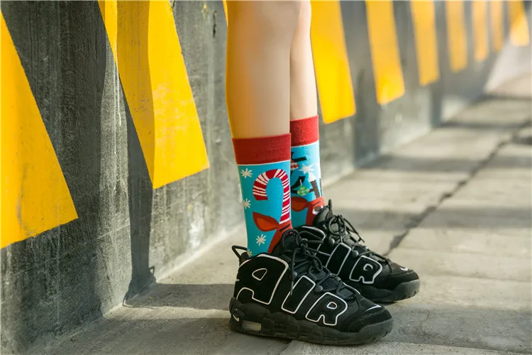 Moda Socmark счастливые мужские носки женские забавные носки с героями мультфильмов модные пара носков AB Асимметричные чулки Хэллоуин Тыква длинные носки