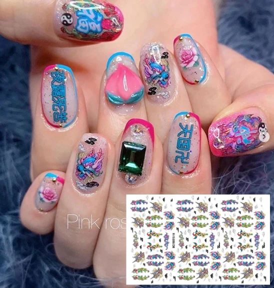 MG190510-14 неоновые буквы NEWESTflower японский дизайн крест стикеры 3D на ногти nail Art Наклейка шаблон diy Инструменты для ногтей украшения