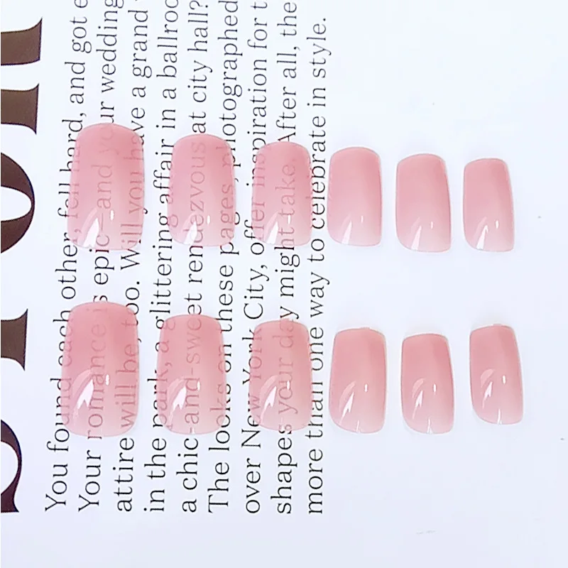 Nusx 24pcs Elegant Clear Jelly Color False Nails Short Round Head Full Cover Arylic Nail Art 4