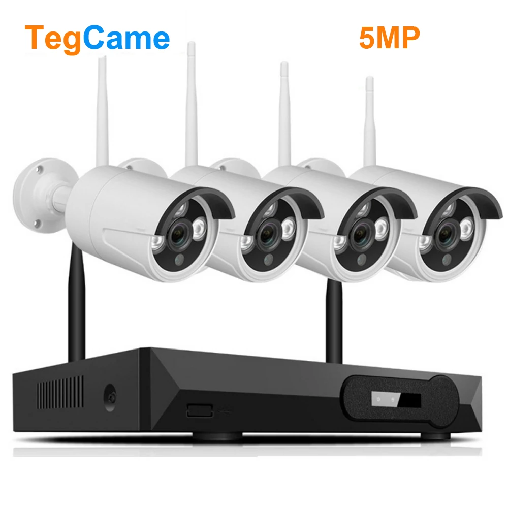 

5MP H.265 Home Company Security Camera System Wireless Outdoor CCTV Wifi IP wI-fi Surveillance NVR Kit HD Night Vision P2P Cam