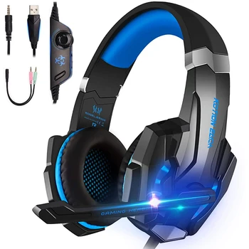 

G9000 LED Light Gamer Headset for Computer PS4 PC Gaming Headphones Wired 40mm Driver Over with Mic Wired Glow Headset Cool