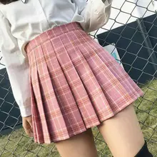 Женские плиссированные мини-юбки kawaii с высокой талией, на молнии, для тенниса, шикарные, сшитые, для скейтера, милые, для танцев, для девочек, женские мини-юбки