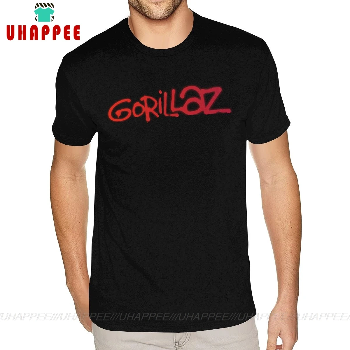 Белая мужская футболка с логотипом Gorillaz 2D черная хлопковая короткими рукавами 3XL и круглым вырезом|Футболки|
