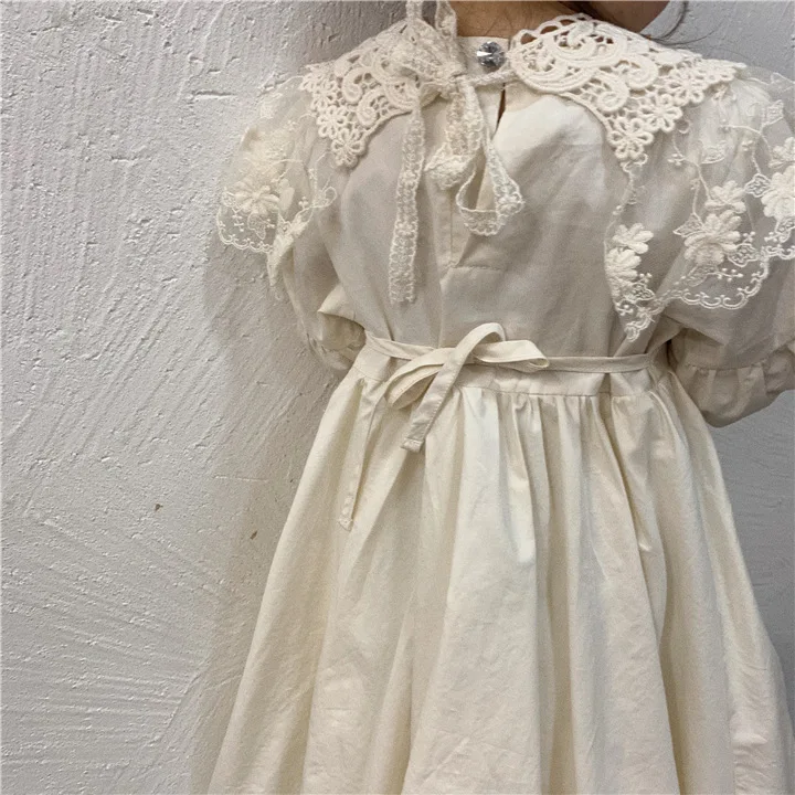 Белые кружевные платья для девочек; весна г.; детское хлопковое платье; милое платье принцессы; детская одежда; ; 6 шт/лот