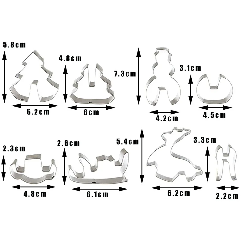 Рождественский набор резаков для печенья, нержавеющая сталь, 3D, морская форма для торта, форма для печенья, снежинка, форма для помадки, резак, набор, сделай сам, инструменты для выпечки CT2304