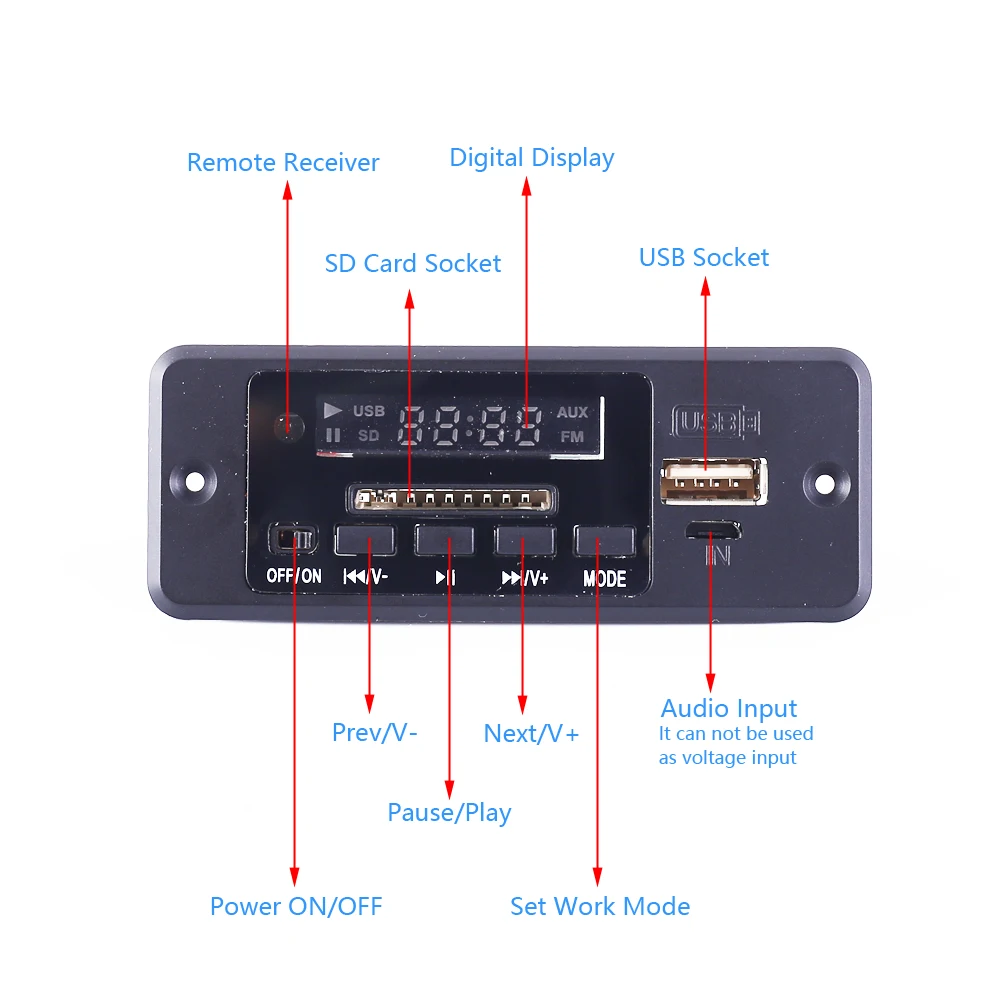 MP3 WAV декодер доска 12 в пульт дистанционного управления Поддержка SD карты u-диск FM AUX аудио вход