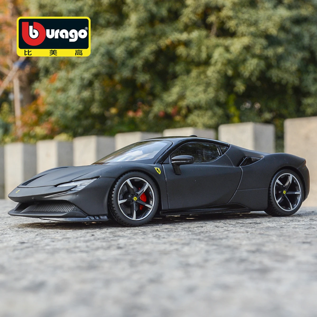 bburago-1-24-ferrari-sf90-stradale-черный-спортивный-автомобиль-статический-литой-автомобиль-Коллекционная-модель-автомобиля-игрушки