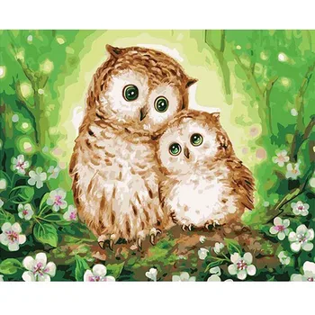 

Animal cute owls Painting by numbers for adults art supplies acrylic diy paint kit Hand painted number painting home decoration