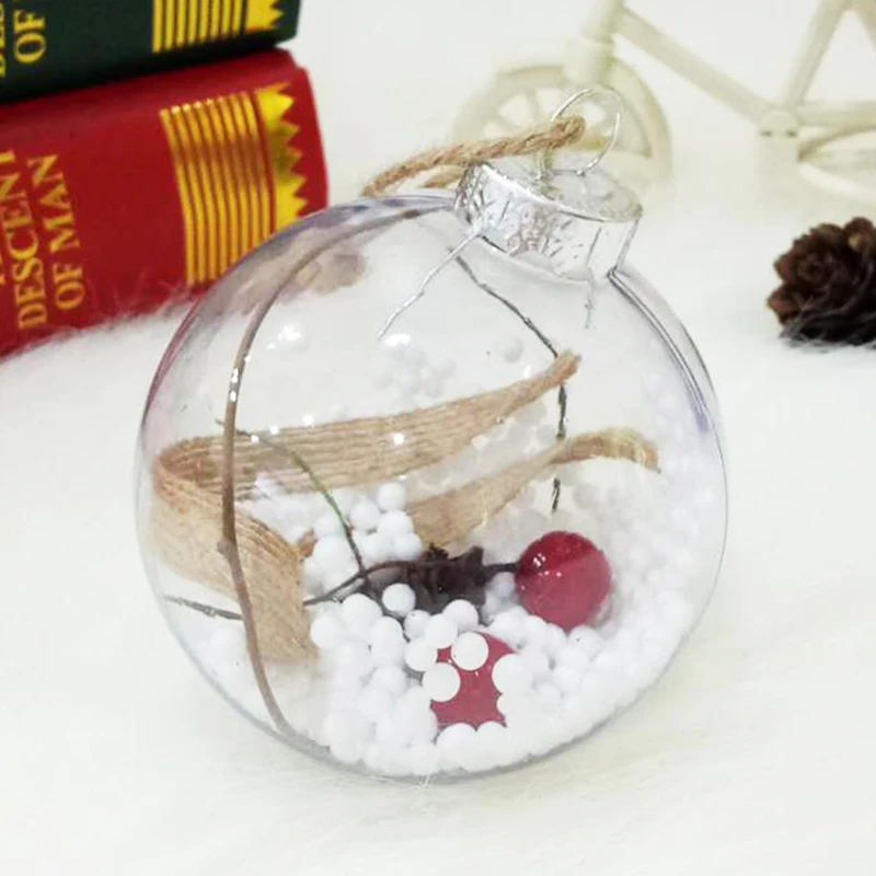 

4Pcs Christmas Tree Decorations Ball Transparent Open Plastic Clear Ornament Tree Decorations Xmas Supplies Candy Ball