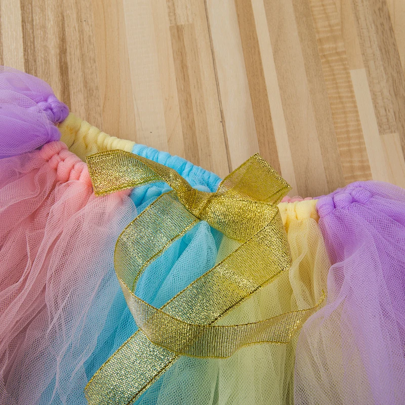 Комплект из 3 предметов для маленьких девочек на первый день рождения вечерние Единорог комбинезон торт Smash платье-пачка [Единорог комбинезон+ Радужная пачка+ повязка на голову