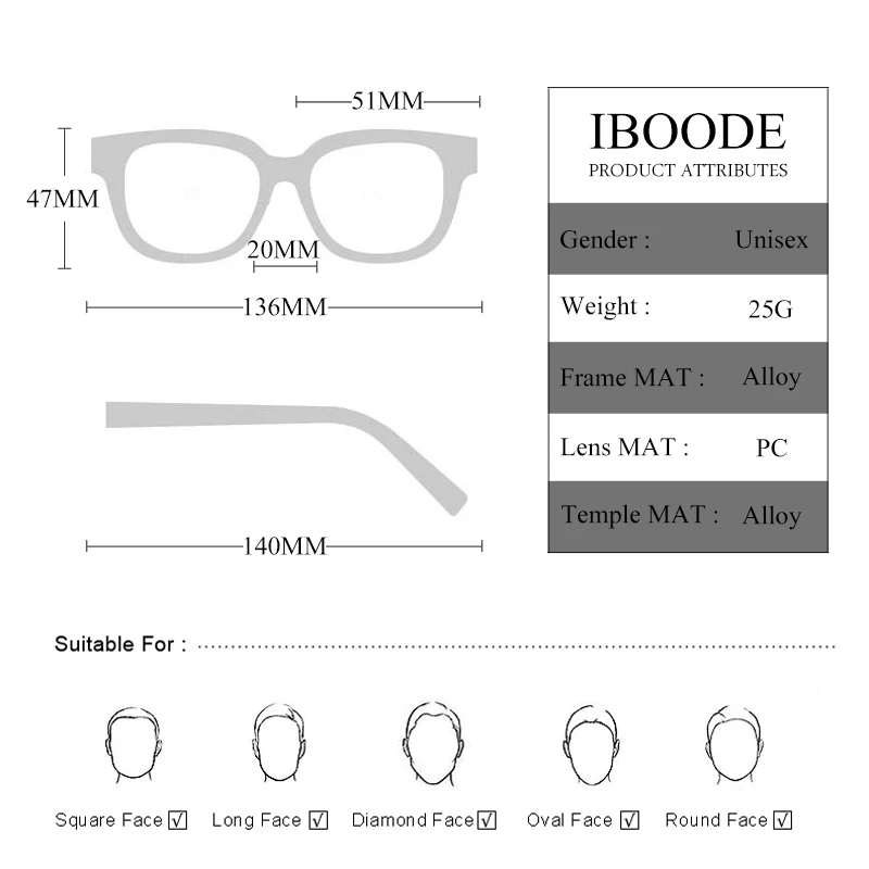 IBOODE многоугольные металлические очки для близоруких женщин и мужчин готовые близорукие очки женские мужские очки для близоруких очки унисекс