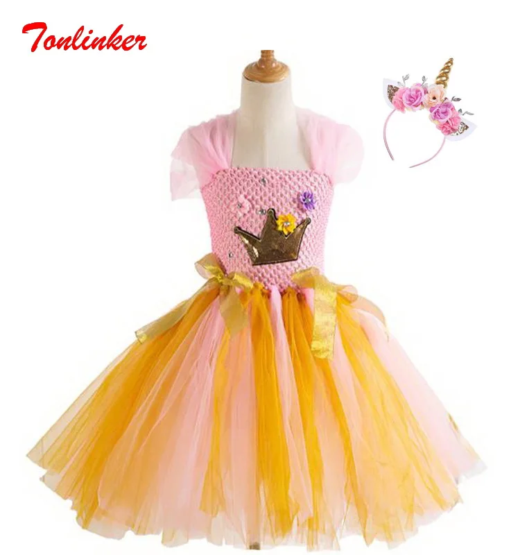 

Halloween Princess Sequin Crown Clothing Tulle Tutu Skirts Birthday Halloween Party Dress Children Clothing