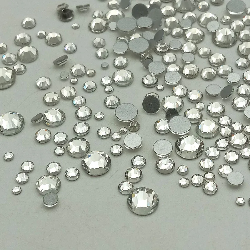 1.5-4.8mm clear 420 шт Стразы для дизайна ногтей, плоские с оборота стеклянные кристаллы, АБ амулеты, круглые стразы для ногтей, 6 размеров, украшения для ногтей - Цвет: 1.5-4.8mm clear