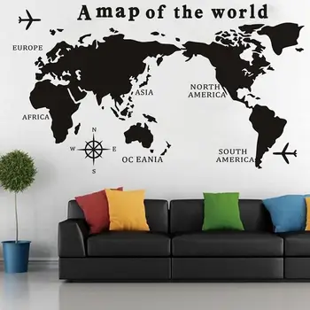 

Modern World Map Acrylic Decorative 3D Wall Sticker For Living Room Bedroom Office Decor DIY Wall Sticker Home Decor