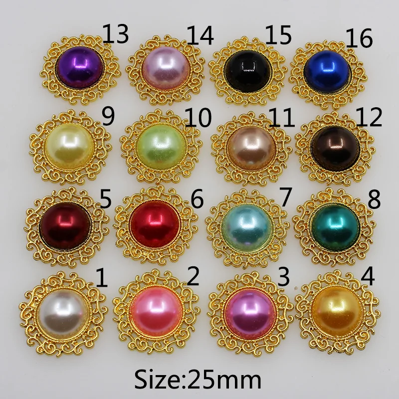 

10 pc Golden color metal buttons flat back pearl, accessories for clothes DIY Wedding materials DIY Sewing accessories