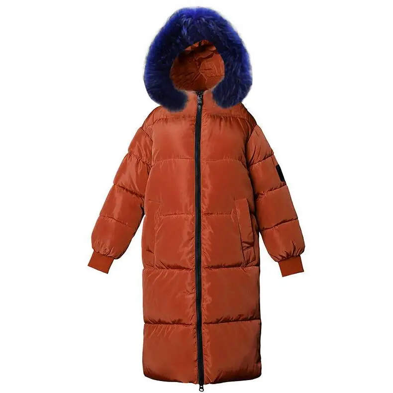 Новая зимняя Женская куртка с меховым воротником, утепленные парки, женское теплое зимнее пальто с капюшоном, женская Свободная верхняя одежда, большие размеры 7XL - Цвет: brown 2