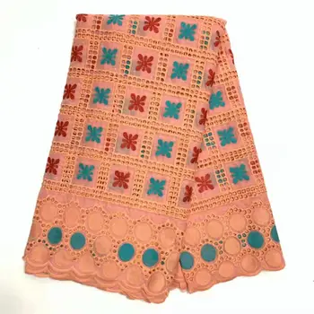 

2020 New Arrival Swiss Cotton African Lace Fabric Punched Embroidery Nigerian Lace Fabric For Daily Wear Fabric Peach Red Green