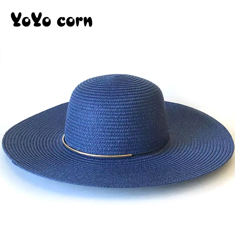 

YOYOCORN Sun Visor Beach Cap Flower Pearl rivet Straw Cap Spring Summer Hats For Women Flower Beads Wide Brimmed Jazz Panama Hat