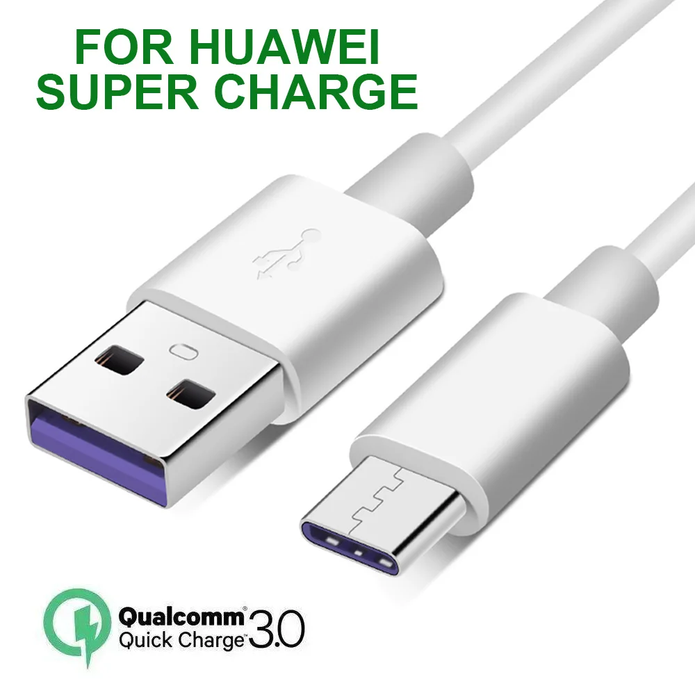 0.3M 0.5M 1M 1.5M 2M 5A Type C Supercharge Data Cable For Huawei P30 P20 Pro Lite Mate 20 Pro P10 Usb C Fast Quick Charging Cabo - Цвет: Белый