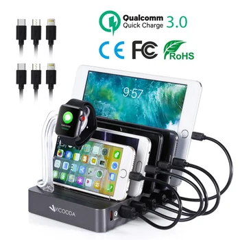 

Hot 6-Port Usb Charger Station Convenient With Six Usb Cables Charger For Smart Phone Ipad Tablet For America/Europen Standarad