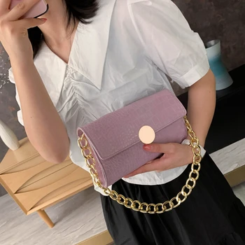

Vintage Baguette Bags for Women Armpit Bag Chains Metal Flap Handbag Pu Leather Shoulder Bag Casual Messenger Crossbody Bag 2020