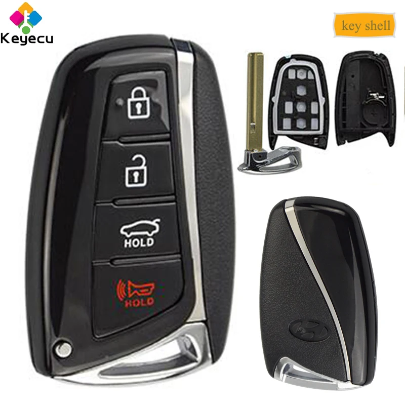 

KEYECU Smart Remote Control Car Key Shell Case With 3 1/ 4 Buttons & Left Groove - FOB for Hyundai Santa Fe 2015 2016 2017 2018