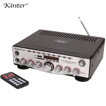 

Kinter-011 hifi stereo sound karaoke Amplifier audio 2.0 channel supply power AC and DC12V offer USB SD Mic input use in home