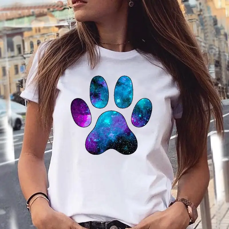 Women T-shirts Love Trend Style Dog Paw Cartoon Animal Pet 90s Summer Graphic Print Female Stylish T Top Shirt Girl Tee802_voghion.com