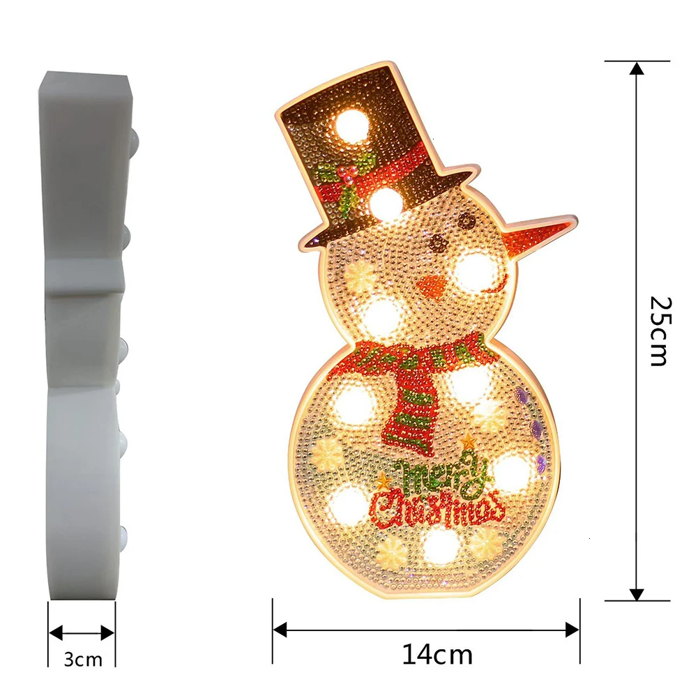 snowmen Сделай Сам, Рождественская елка, снеговик, вышивка крестиком, вышивка, живопись, светодиодный ночник, специальная форма, алмазная лампа, украшение на год - Испускаемый цвет: snowmen