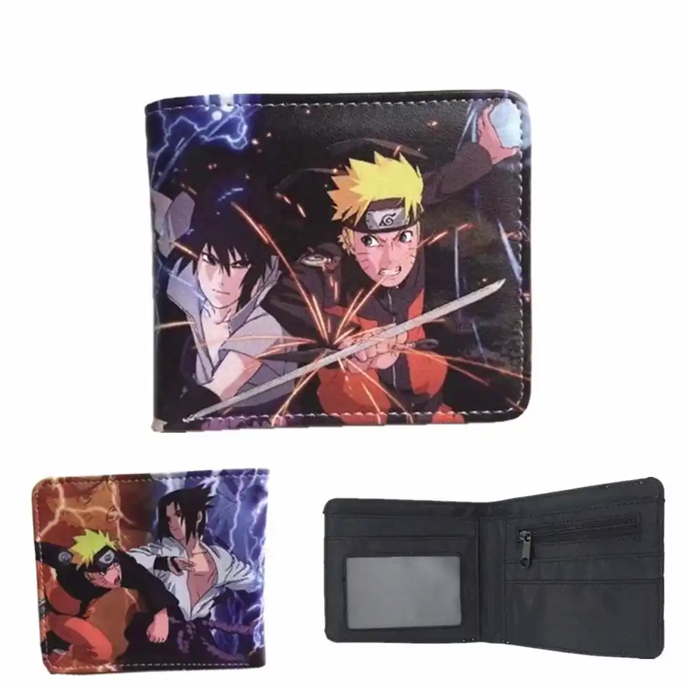 Cartoon Anime Naruto Pu Wallet Short Bifold Photo Card Holder Layers Purse Girl Women Zip Coin Wallets Wallets Aliexpress