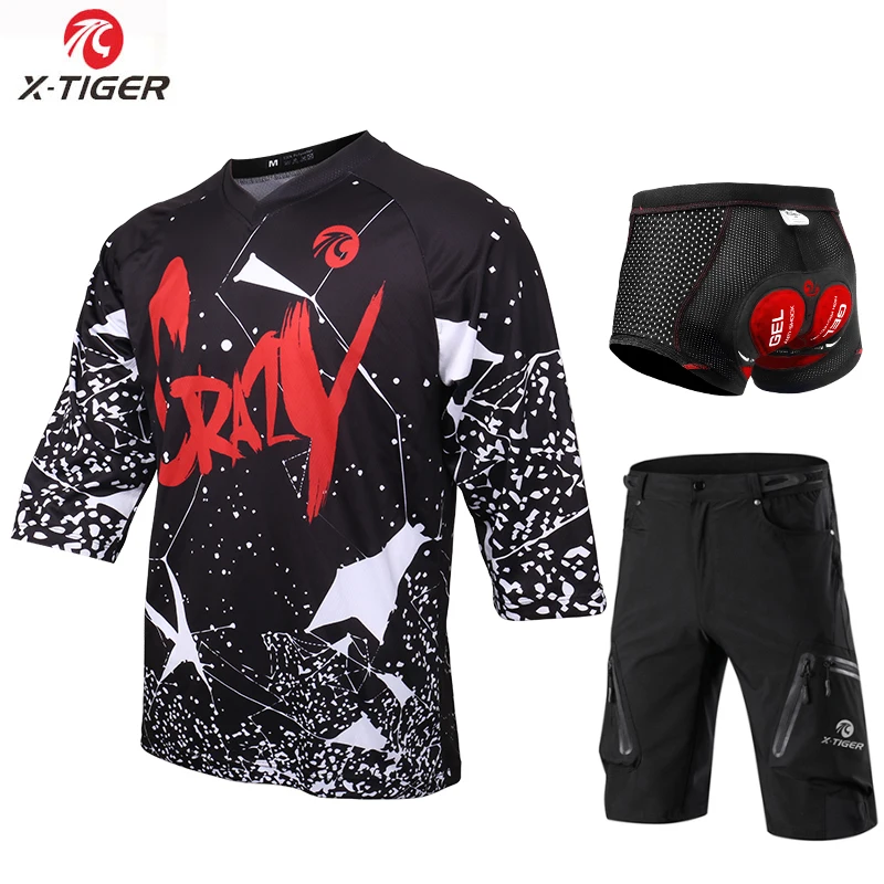 as picture X-Tiger, анти-пот, средний рукав, DH, рубашка, набор, для езды на велосипеде, Джерси, быстросохнущая, для езды на велосипеде, рубашка, джерси, одежда для велоспорта - Цвет: as picture