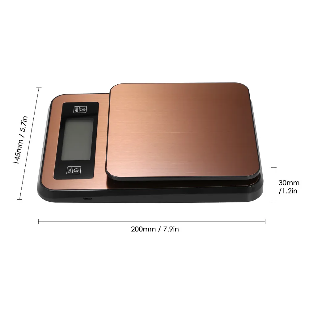  LCD Display Green Backlight 3kg/1g Digital Coffee Scale Multifunction Kitchen Food Scale with Timer - 4000327175651