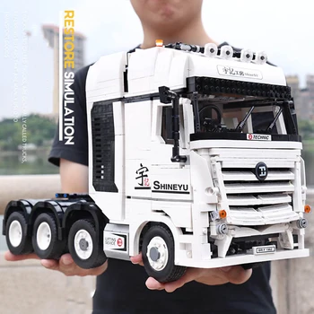 

Technic series RC truck ShineYU Fully RC Benz ACTROS 4163 Car bricks Machinery APP plug-in MOC-1389 building block toys for Kids