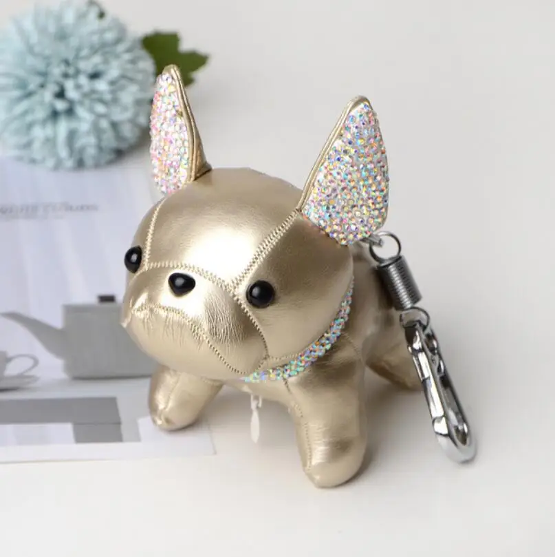 1 Мода Взрыв шипованных брелок c французским бульдогом кулон щенок мешок кулон PU ювелирные изделия - Цвет: 1