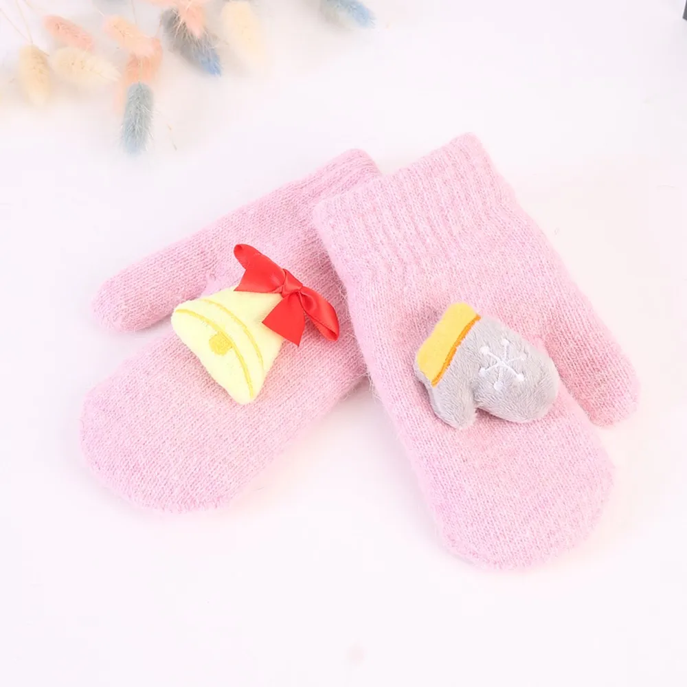 Pink Модные детские теплые перчатки для малышей; плотные Рождественские теплые варежки для мальчиков и девочек; перчатки для детей - Цвет: Pink