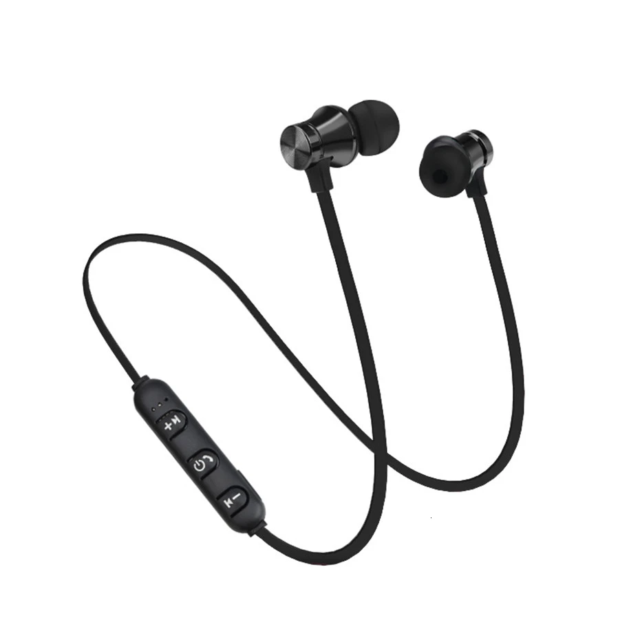 metal bluetooth 4.2 Magnetic Wireless Headpset with Microphone Sports Running Stereo Headset for Android IOS smart phone - Цвет: black