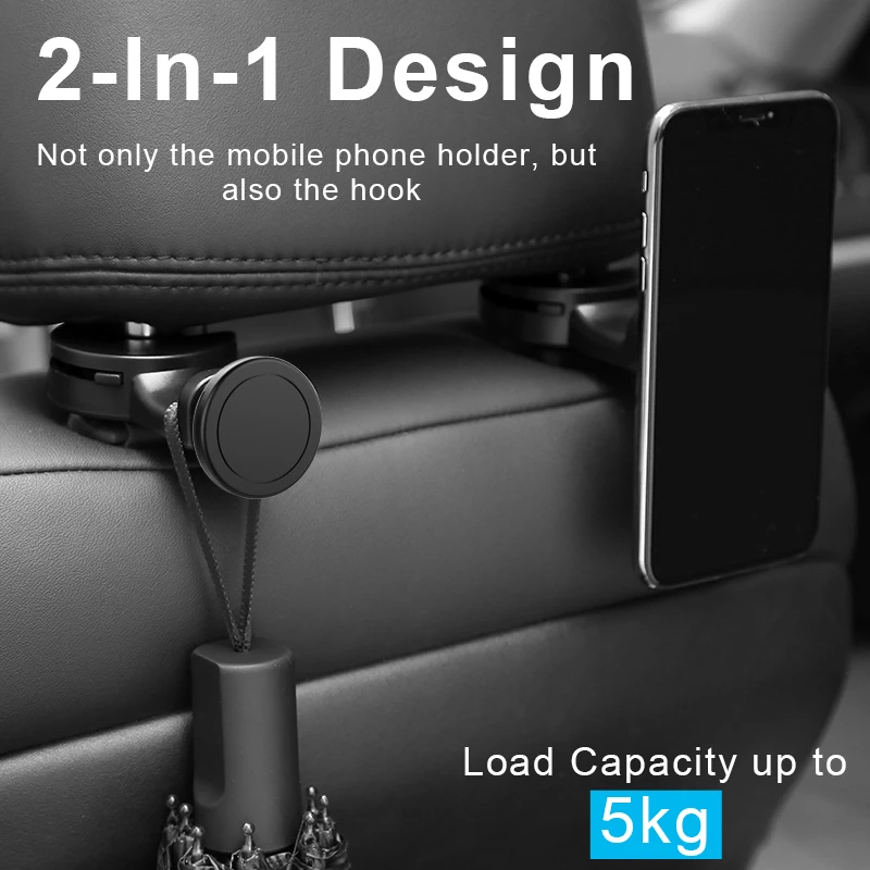 XMXCZKJ, роскошный магнитный автомобильный держатель для телефона, крючок на заднее сиденье, подголовник, универсальный для iPhone, iPad, магнитный держатель-подставка, крепление