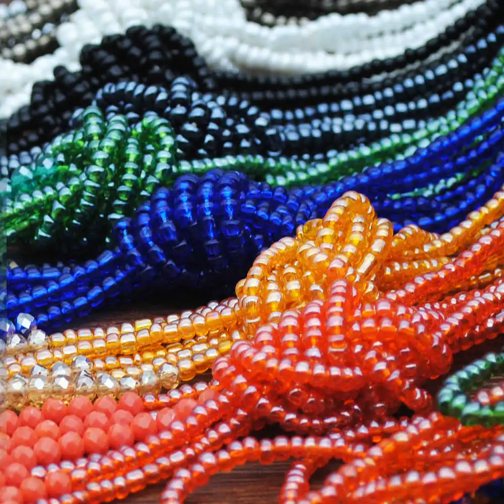 Fashion Bohemian color bead multi layer bead necklace women's long tassel crystal sweater chain