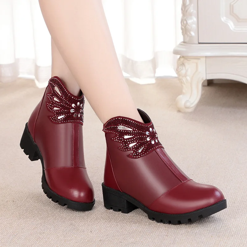 

Winter New Style Wool Thick Cotton Shoes Business Short Cotton Boots after Zipper Chunky-Heel Large Size Boots Fashion Short Boo