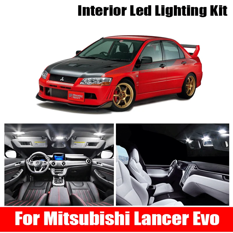 8Pcs Canbus For Mitsubishi Lancer Evo IX X 8 9 10 2003-2015 Vehicle LED Interior Map Dome Light License Plate Lamp | Автомобили и